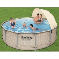 Kit piscine tubulaire Bestway POWER STEEL rectangulaire 404x201x100cm  aspect tressé gris