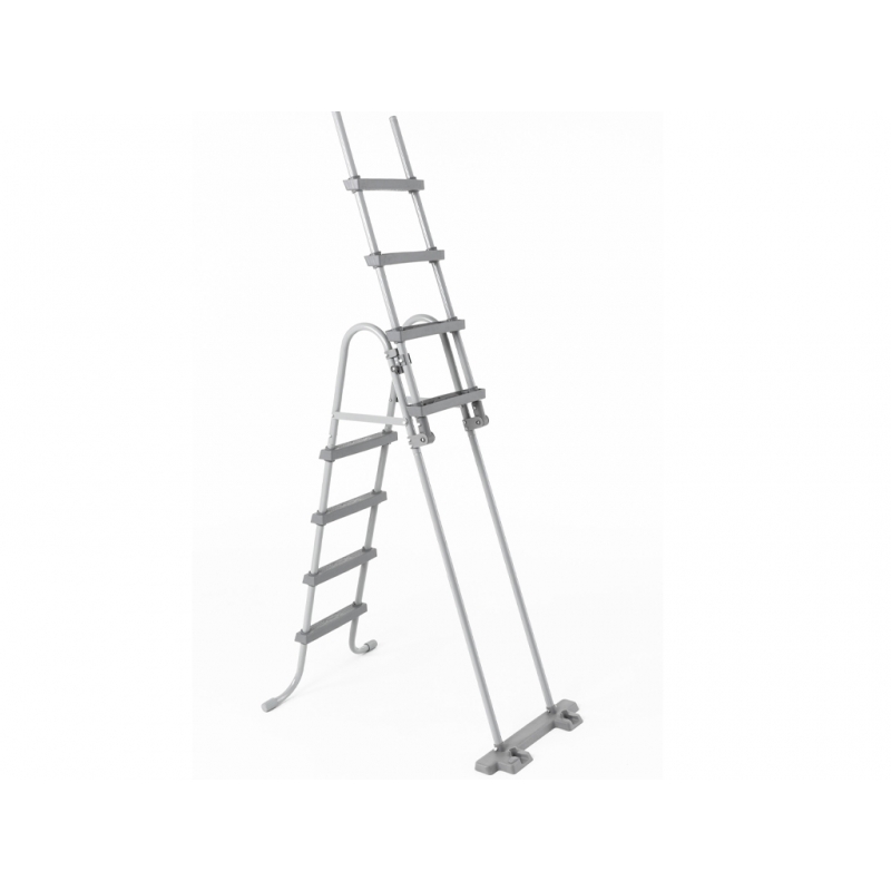 Échelle De Sécurité Rabattable 2 X 4 Marches Pour Piscine Hors Sol – Hauteur 122 Cm – Verrouillable Et Antichute